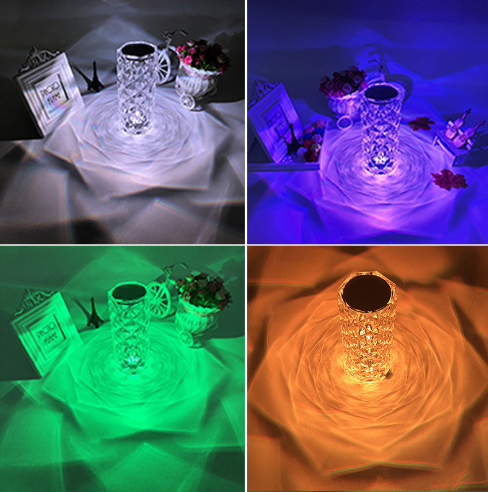 Creative Crystal Diamond Table Lamp Rechargeable Acrylic Bedroom Bedside - Electro Universe